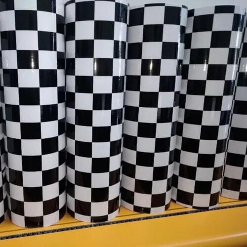 Matt Gloss Waterproof Adhesive Black White Chequered Flag Racing Vinyl Sticker Film Motorbike Car Wrap Decal