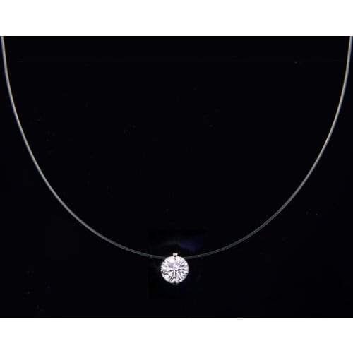 Fashion Korean Simple Invisible Transparent Fishline Women Neck Chain Bone Chain Zircon Short Necklace Mermaid Tears Jewelry