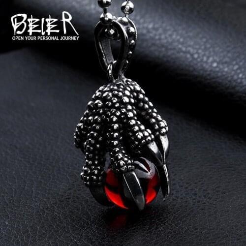 Beier 316L Stainless Steel pendant necklace retail Eagle Claw Pendant Mans Super Cool CZ Charm choker Accessories LLBP8-129R