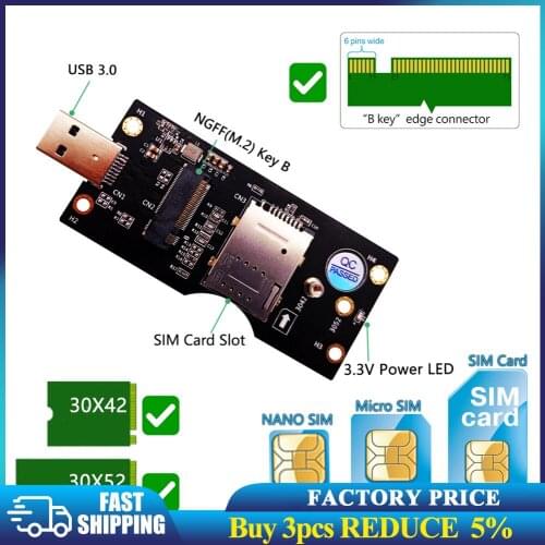 NGFF M.2 Key B to USB 3.0 Adapter Expansion Card with SIM 8pin Card Slot for WWAN/LTE 3G/4G/5G Module Support 3042/3052 M.2 SSD