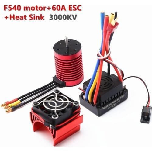 Upgrade Waterproof F540 3900KV Brushless Motor 60A Brushless ESC & Heat Sink for 1/10 RC Car Redcat Electric Volcano EPX PRO