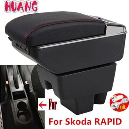 For Skoda RAPID Armrest Retrofit For Volkswagen Polo 2020 Car Armrest box Center Storage box car accessories Interior USB