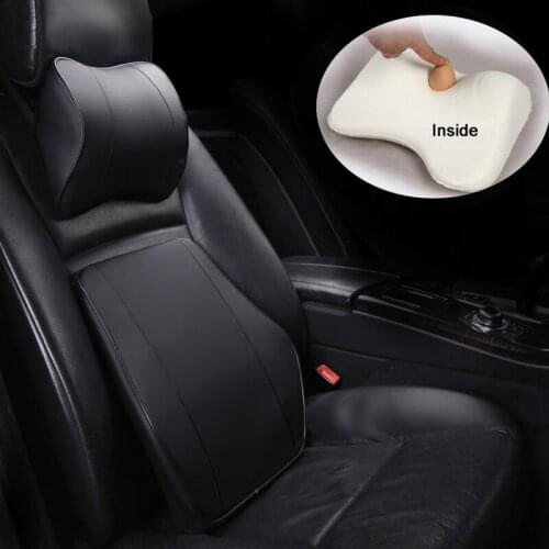 Waterproof Pu Leather Car Headrest Pillow Memory Foam Comfortable Neck Pillows Support Universal Quality Guarantee E1 X35