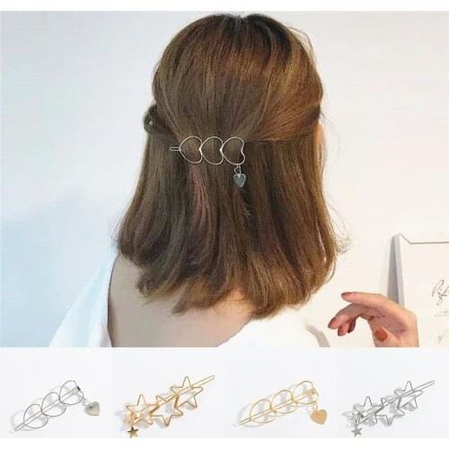 Popular Women Hair Accessories Alloy Hollow Star Tassel Hairpin Hair Pin Love Heart Hair Clips Hearwear Wholesale Jewelry
