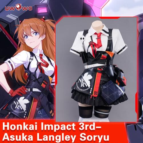 UWOWO Honkai Impact 3rd X EVA Asuka Langley Soryu Cosplay Costume Shirt Skirt Outfits Halloween Carnival Suit