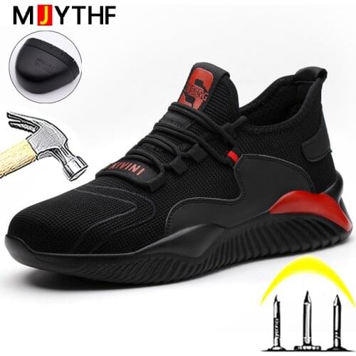 Drop Shipping Mens Steel Toe Cap Protective Work Shoes Outdoor Anti Smashing Shoes Men Puncture Proof Safety Shoes Sneakers