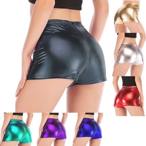 Sexy Bright Leather Women Shorts Fashion Hot Stamping Short Trousers ladies Shorts Casual Solid Color Shorts For Pole Dance
