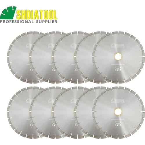 SHDIATOOL 10pcs Dia 14" Diamond Silent Saw Blade Sandwich Steel Core Cutting Disc Bore 60mm 50mm Granite Blade Diamond Wheel