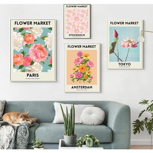 Nordic Fleur Plants Art Canvas Painting Amsterdam Paris Posters and Prints Stockholm Tokyo Wall Pictures for Living Room Decor