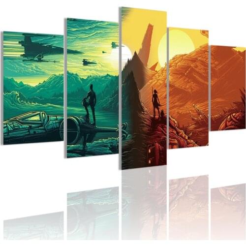Modern Movie Posters 5 Panels Canvas Painting Posters Wall Art Print Pictures for Living Room Interior Home Decoration Frame