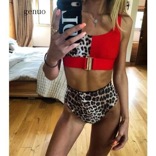 Splice Buckle Bikini Mujer Monokini Sexy Female Swimsuit One Piece High Cut Bathing Suit Women Bathers Push Up Swimwear New