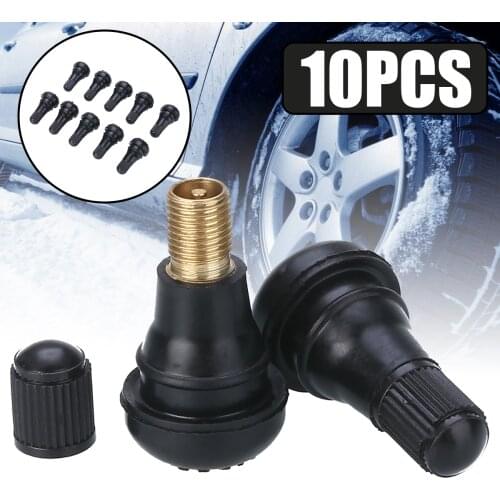 For Moped Motorcycle Car Quad 10pcs/set Auto TR412 Tire Valve Stems Short Black Rubber Tyre Tubeless Snap-in Vavle Mayitr