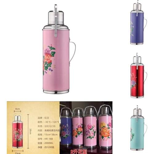 1.2l/2l Retro Travel Thermosflask Thermos Water Coffee Bottle Stainless Steel Coffee Cup Mug Heat Cold Preservation