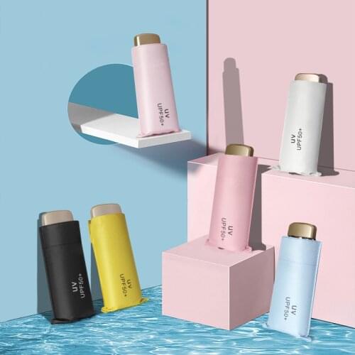 Ultra light pocket mini flat Five-folding Umbrella umbrellas sunshade UV umbrella folding umbrella solid color umbrella