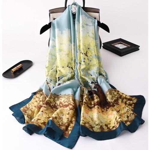 Spring Silk Scarf Women Luxury Abstract Tree Print Scarves and Shawls for Ladies Summer Beach Travel Pareo Oversize 180cm SFP252