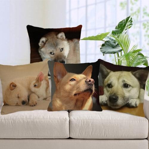 XUNYU Cute Pet Dog Cushion Cover Linen Printing Pillowcase Home Decorative Pillows Cover For Sofa Car 45x45cm Throw Pillowcase