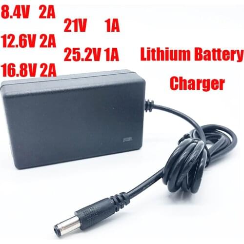 16.8V 2A 21V 1A 12.6V 1.5A 8.4V 2A 18650 Lithium Battery Charger DC 5.5MM*2.1MM 110-220V Lithium Li-ion Battery Wall Charger