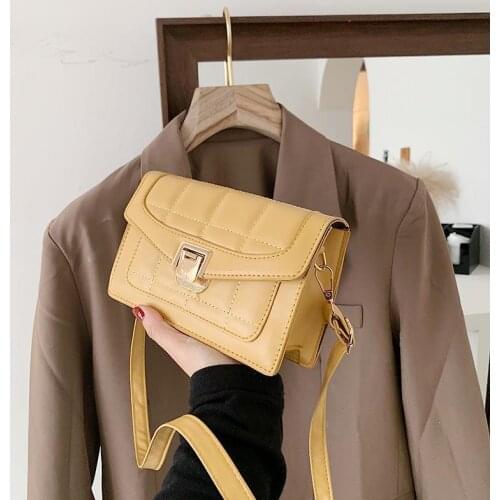 Lingge Bag Female Bag Spring 2021New Trendy Fashion Western Style Shoulder Bag Summer Solid Color Messenger Small Square Bag