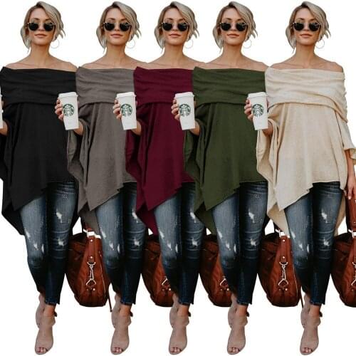 COLDKER Fashion Top for Women Off Shoulder Pullover Long Sleeve Casual Loose Shirt Elegant tops ladies street wear clothing