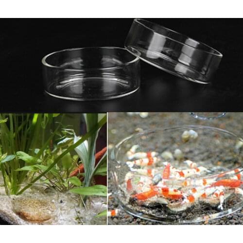 1PC Transparent Glass Crystal Shrimp Feeding Food Dish Feeder Tray Round Container Fish Tank Aquarium Feeding Tropical Fish Bowl
