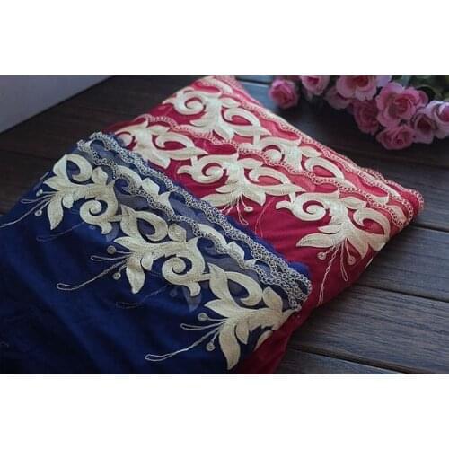 2 Colors 2 Yards Lace Trim Gold Floral Embroidered Tulle Lace Trim 8.66 Inches Wide High Quality