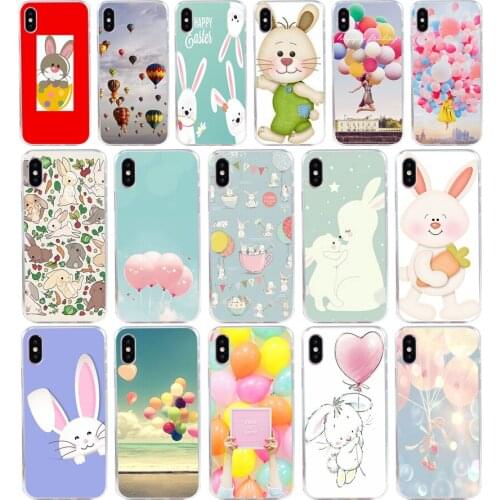 243H Balloon Rabbit Flower Soft Silicone Tpu Cover phone Case for iphone 5 5s se X XR XS Max case