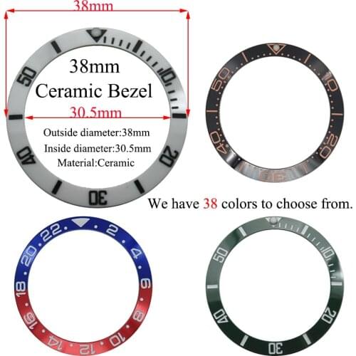 38mm Ceramic Bezel GMT and Diving watch Insert For 40mm Mens Watch Watches Replace Accessories Watch Face Watch Bezel Inserts