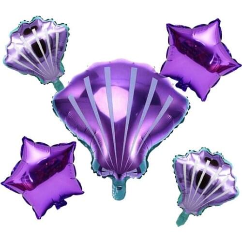 5pcs Sea Shells Foil Balloons Kit,1 pcs Huge Shell And 2 pcs Mini Shell & 2 pcs 18 Inch Star Balloon Baby Shower Birthday