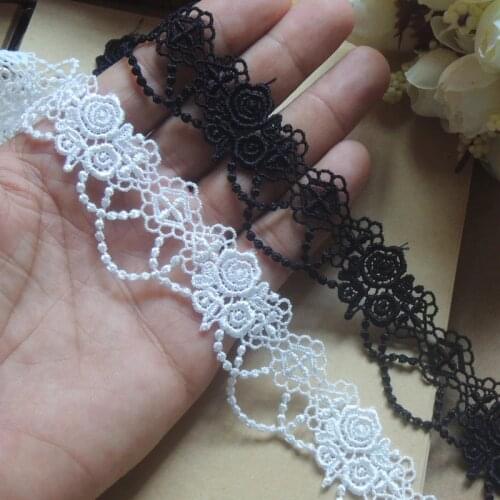 5Yard/Lot Water soluble lace trim handmade diy accessories lace side decorative clothes material black white width 2.5cm