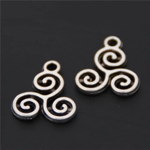 50pcs Silver Color Spiral Vortex Charms Necklace Pendants For Jewelry Making Findings A2578