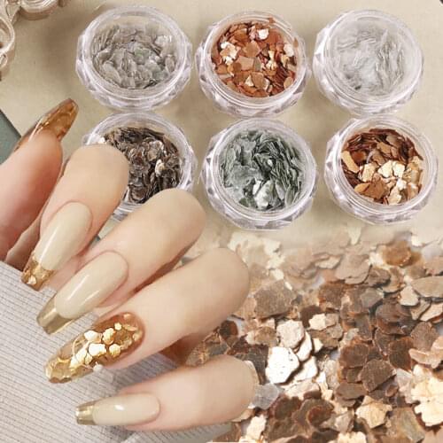 6Pcs/Set Mica Sheets Stickers for Nails Fashion Irregular Nail Art Decorations 2021 Art Accessories for Manicure