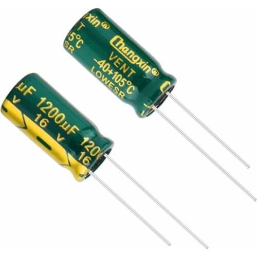 10pcs High frequency low resistance aluminum electrolytic capacitor 16v1200UF 1200uf16v volume: 10x20