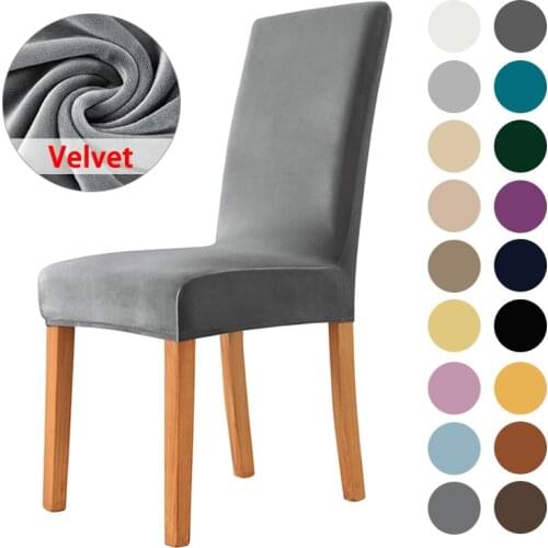New 23 Color Velvet Dining Velvet Chair Cover Stretch Slipcovers Plush Chair Covers Washable For Hotel Dining Decoration Office
