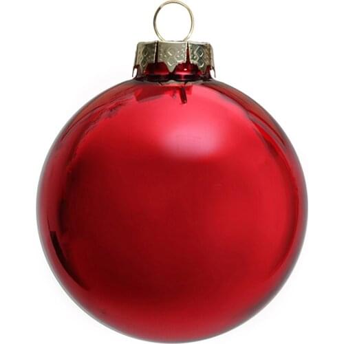 Free Shipping -100/Pack, Home Event Party Christmas Xmas Decoration Ornament Painted 80mm Red Glass Ball - Shiny