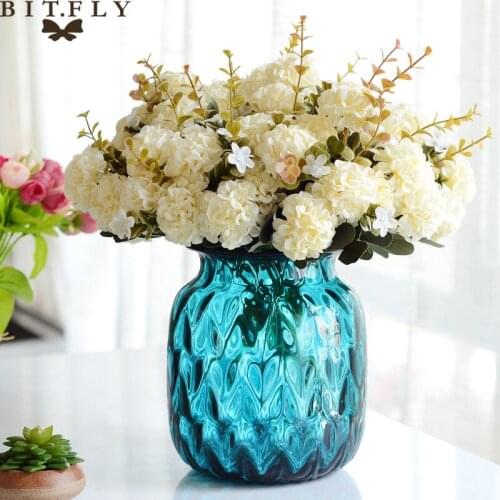 BIT.FLY 10 Flower Heads Bunch European Style Artificial Ball Chrysanthemum Decoration Fake Flowers Bouquet Home Wedding Decor