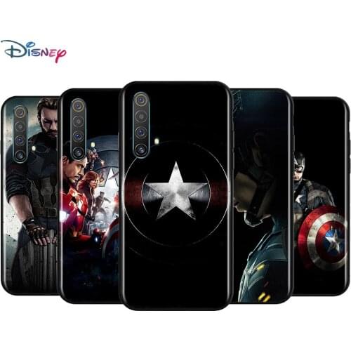 Black Soft Captain America Marvel For Realme 7i Global C2 C3 C11 C12 C15 C17 X2 X3 Superzoom X50 XT Q2 Q2i Pro 5G Phone Case