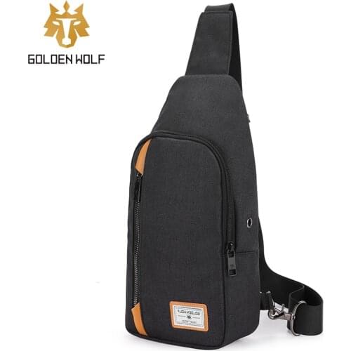 GOLOEN WOLF Mens Travel Chest Bag Fashion Cross Body Bags for Men Student Satchel Large Capacity Shoulder Bags Male Phone Pouch