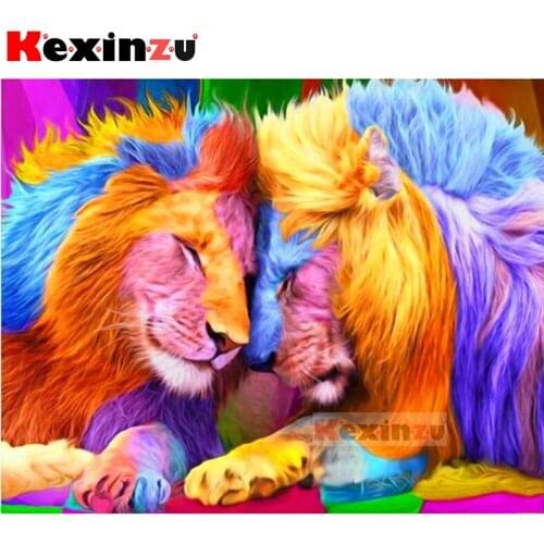 Full Square/Round 5d Diamond Painting-Colorful lion-3d Embroidery kit Cross Stitch Mosaic Full Picture Rhinestone Decor Y64150