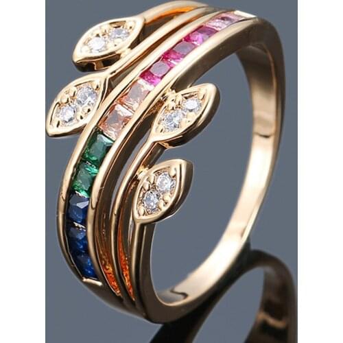 Multicolor gemstones crystal Rings for women Gold White silver color zircon diamonds fashion jewelry bijoux bague accessory gift