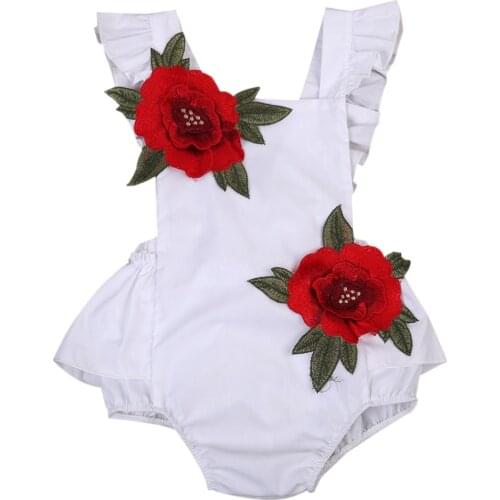 Fashion 2018 Baby Girls Newborn 3D rose Sweet Bowknot Romper Sunsuit Outfits Clothes