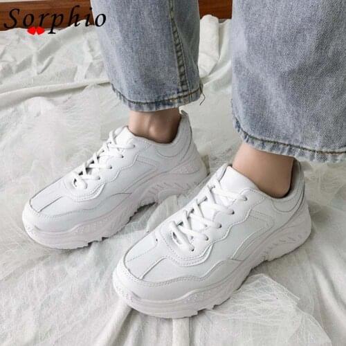 Sorphio Brand The Large Size 43 Female Casual Sneakers Women Shoes White Lace Up Vulcanized Shoes Women Vulcanized Shoes