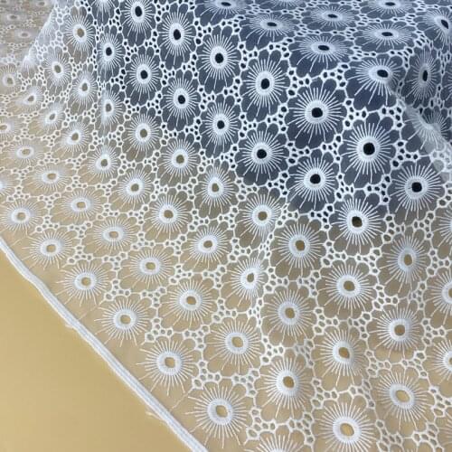 2021NEW Mesh+milk-silk Thread Circle Full Embroidered Lace Fabric Handmade DIY Clothes Accessories Width 130cm 1Yard