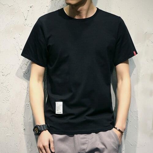 Summer new large size short-sleeved male T-shirt students Korean casual solid color Japanese