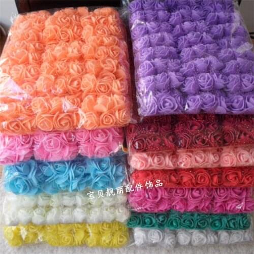 Hot Sale 3 cm head Multicolor PE Rose Foam Mini Flower Bouquet Solid Color/Scrapbooking Artificial foam Rose Flowers(144pcs/lot)