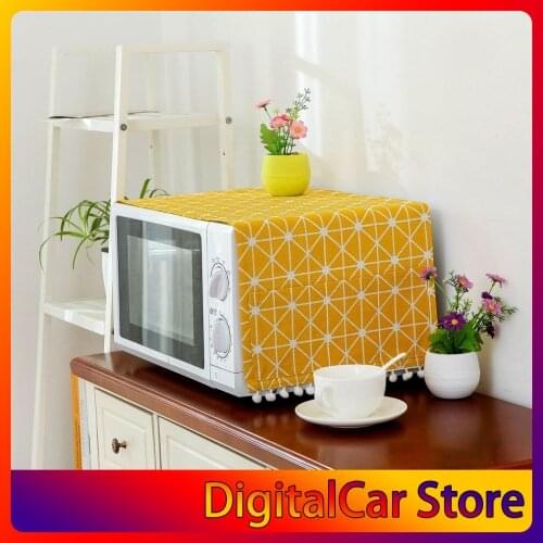 2018 Modern Style Linen Cover Microwave Dust Proof Cover Microwave Oven Hood Home Decor Microwave Towel With Pouch Home Supply