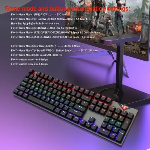 L300 Mechanical Gaming Keyboard RGB LED Rainbow Backlit Wired Keyboard with Blue Switches for Gaming PC (104 Keys, Black)