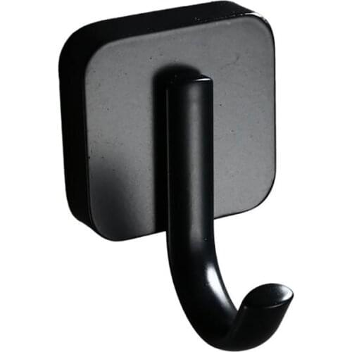 Wall Mounted Single Coat Hook Stainless Steel Hanger Hook for Towels/Robes/Clothes for Bathroom, Kitchen - Round, Square- Black