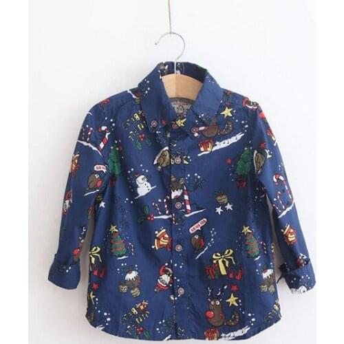 New Shirts Spring Baby Boys Cartoon-print Fashion Shirts Kids Long Sleeve Cotton Shirts Child Turn-down Shirts
