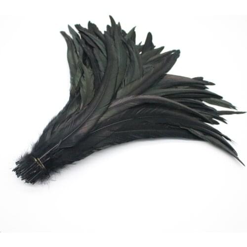 Beautiful 100pcs 30-35CM Black Rooster Feathers For Crafts Clothing Wedding DIY Decoration Accessories Feather Plume