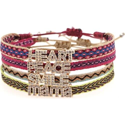 Go2Boho Braided Braclets Friendship Bracelets Charm HEART Letter Bracelet for Women Boho Jewelry Trendy 2021 MAMA Gift Hot Sale